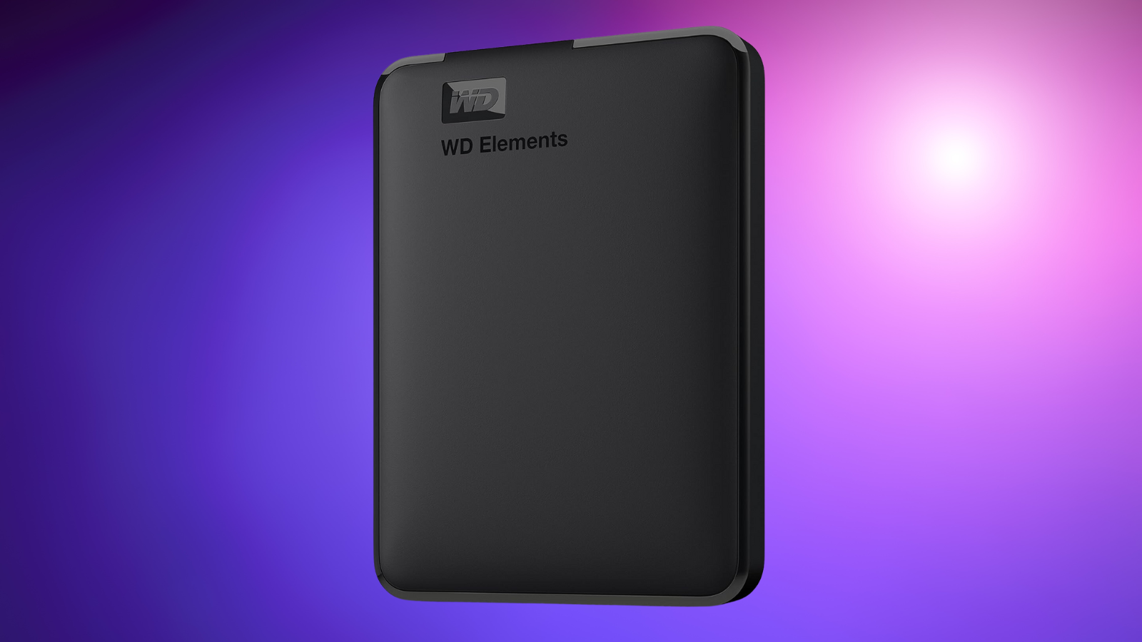 WD 5TB Elements on a purple gradient background