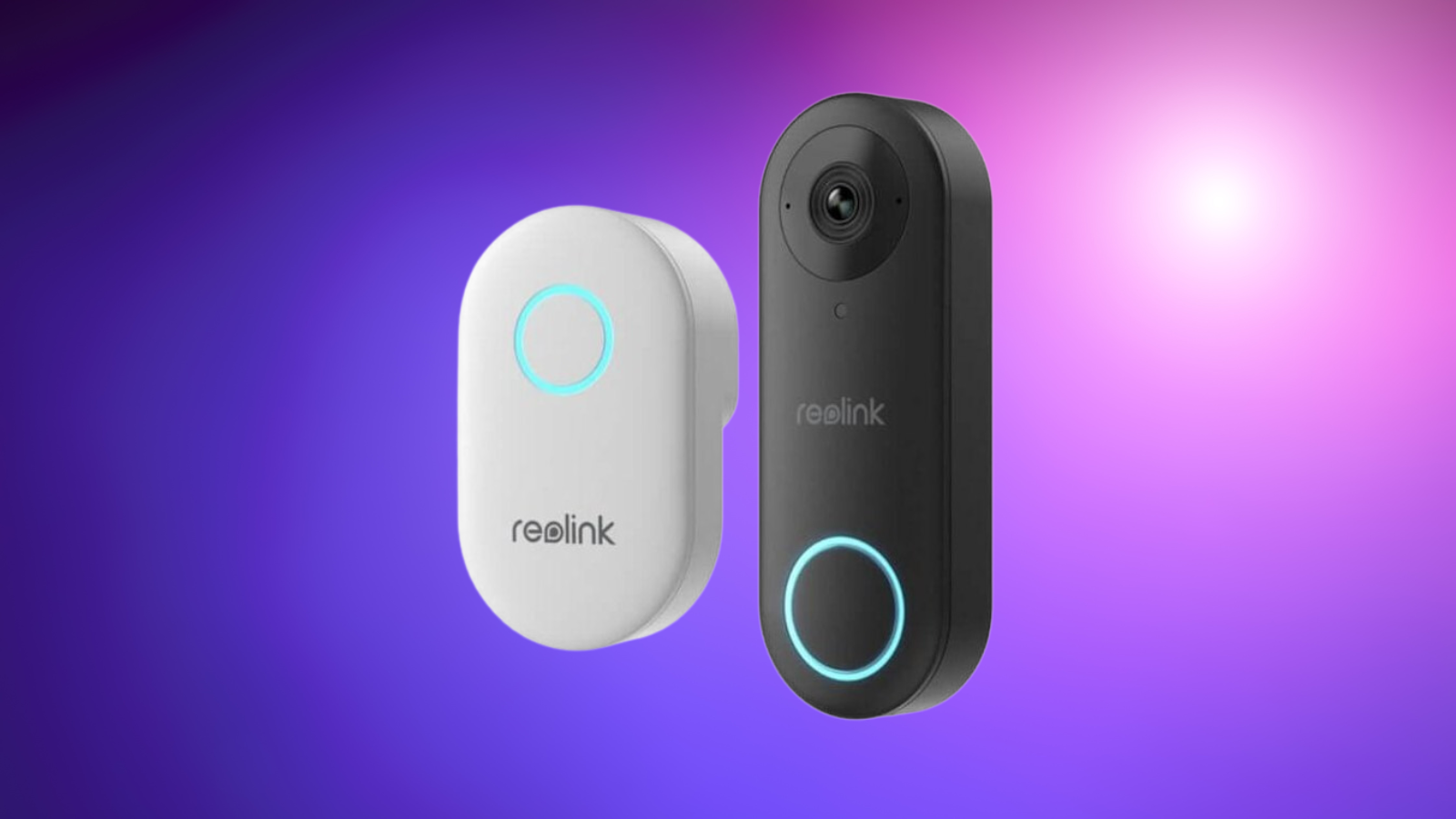 Reolink wired WiFi video doorbell on a purple gradient background