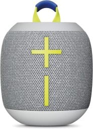 the ultimate ears wonderboom 4 speaker in a gray colorway on a white background