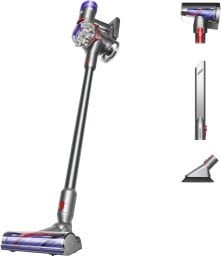 The Dyson V8 vacuum with attachments