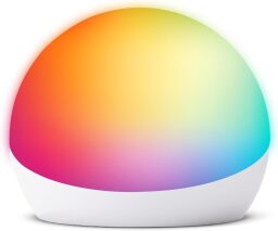 the amazon echo glow smart lamp with a rainbow-colored display