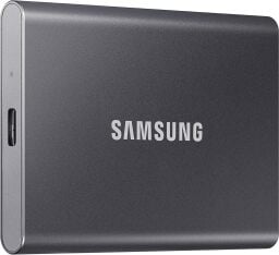 A dark gray Samsung SSD appears on a white background.