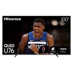 Hisense 100-inch U76 Series 4K QLED Smart TV on white background