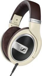 ivory colored sennheiser hd 599 headphones against a white background