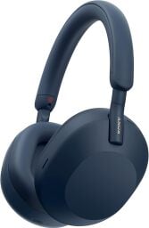 midnight blue sony wh1000xm5 headphones on a white background