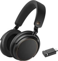 black sennheiser accentum headphones on a white background