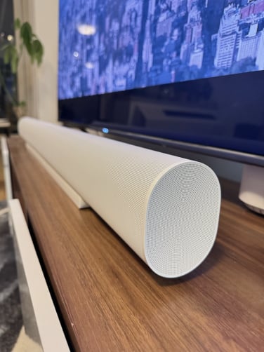 up-close view of the sonos arc ultra soundbar from the side