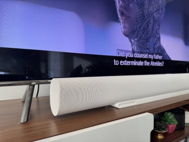 close-up view of touch controls on Sonos Arc Ultra soundbar