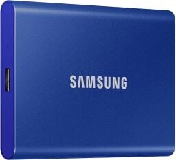 Samsung T7 portable storage drive in blue