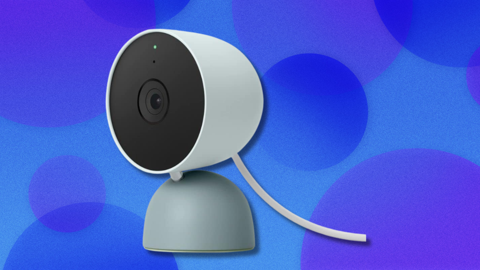 Google Nest Cam on light blue and purple abstract background