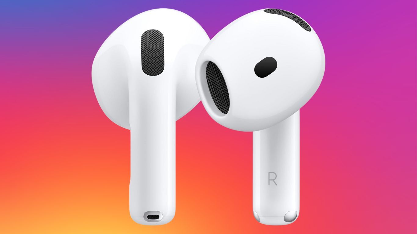 Apple AirPods 4 ANC on a multicolor gradient background