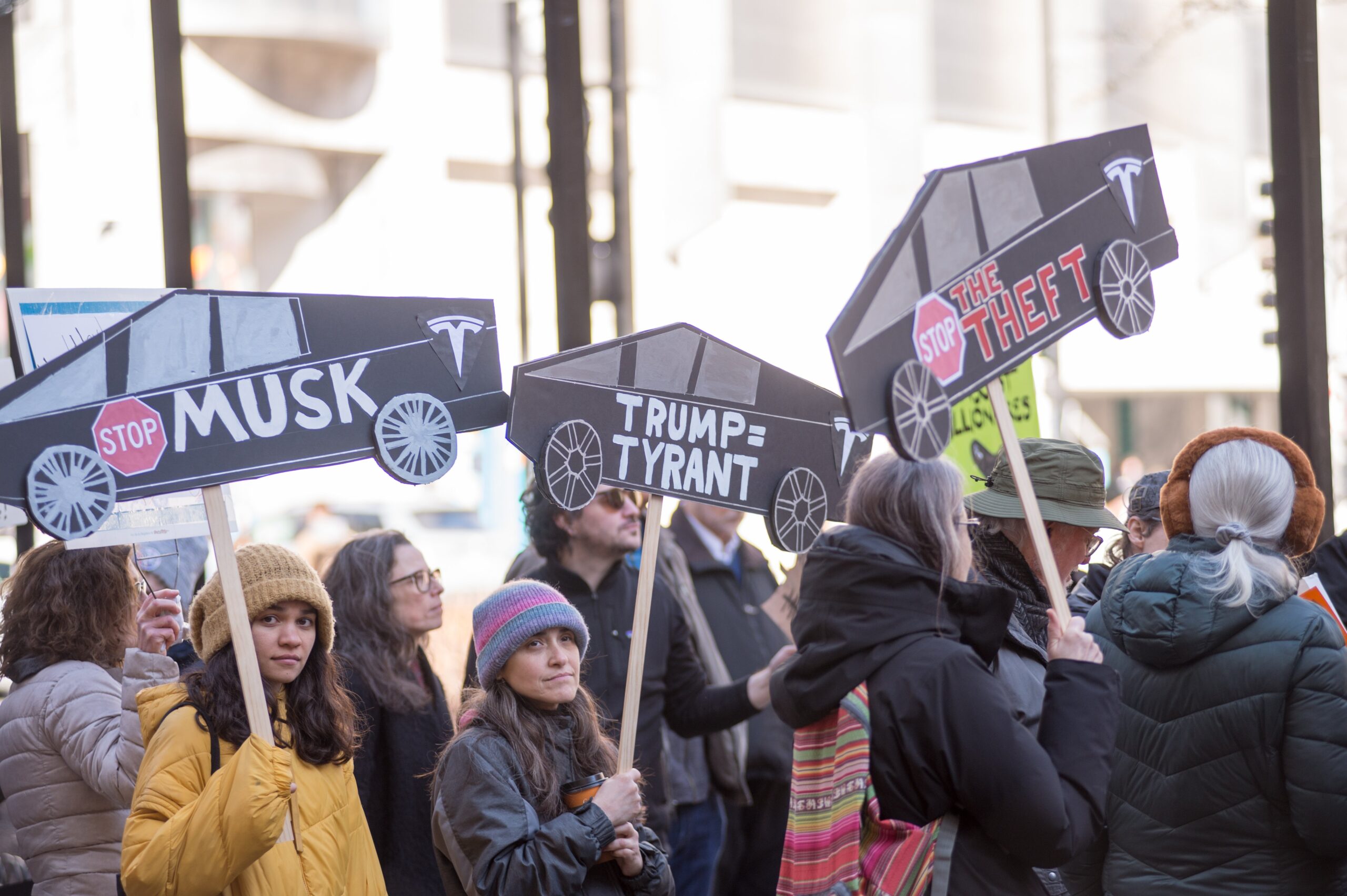 Tesla protestors