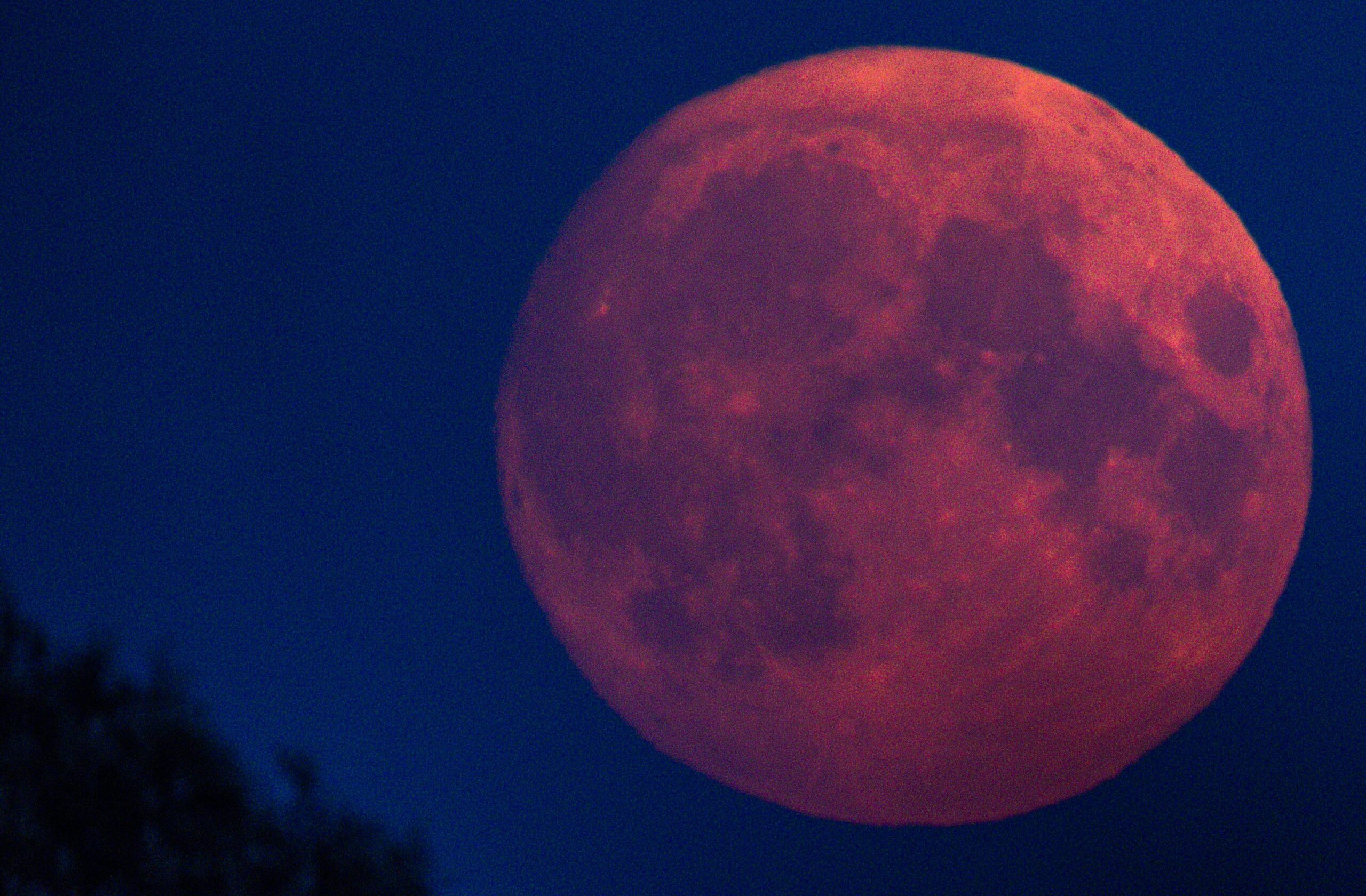 The moon in the sky.