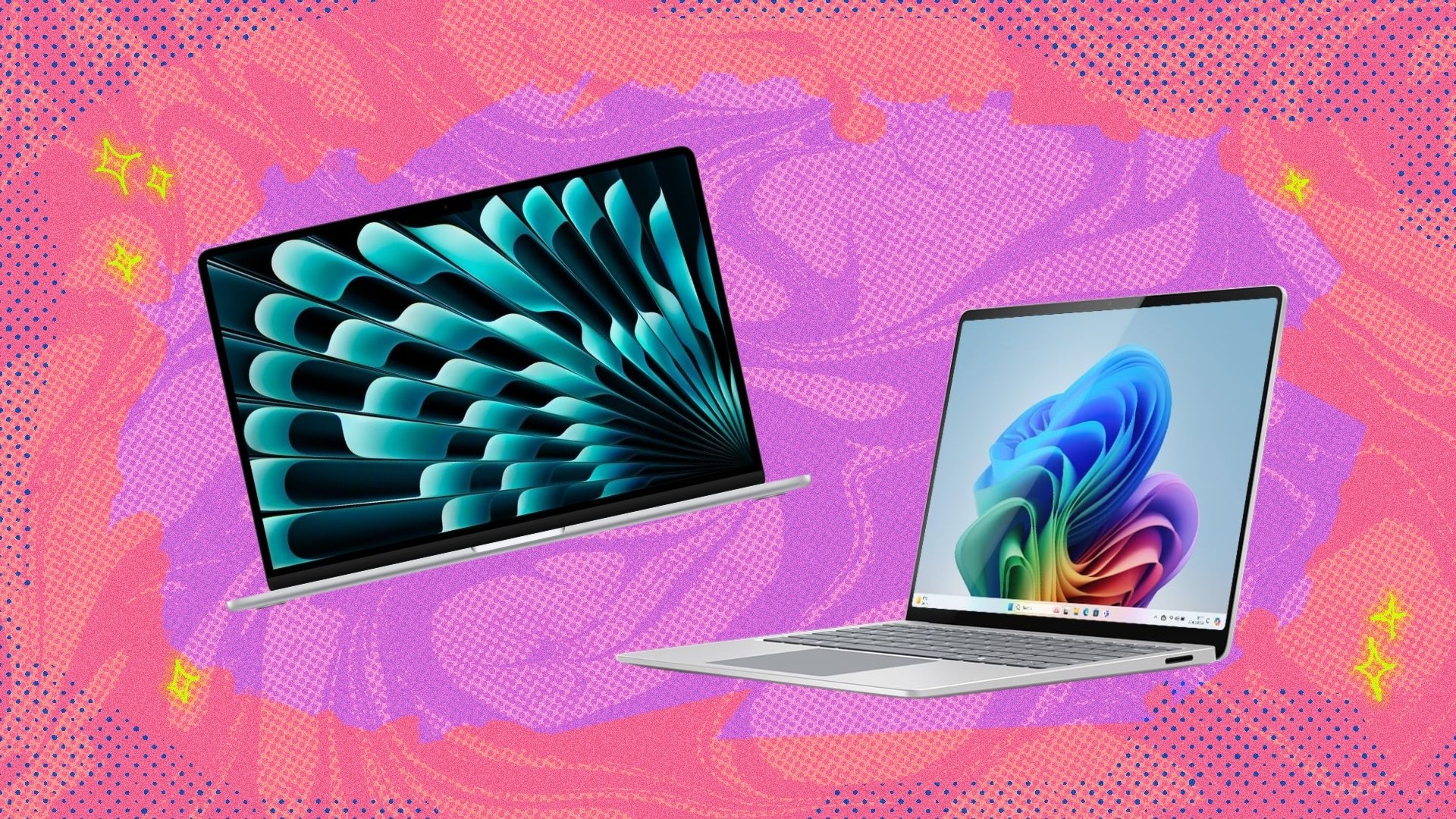 Laptops on gradient background