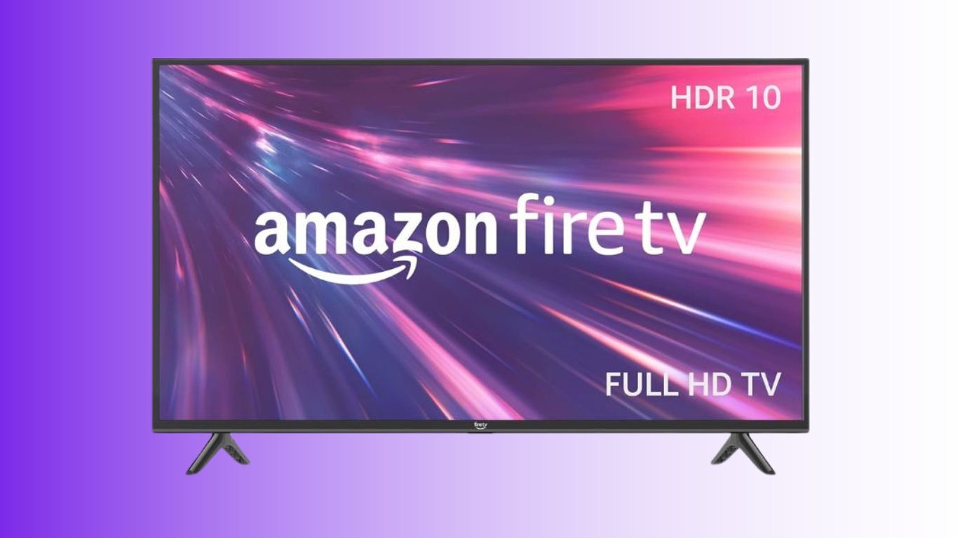 Amazon Fire TV 40-inch 2-Series on a purple gradient background