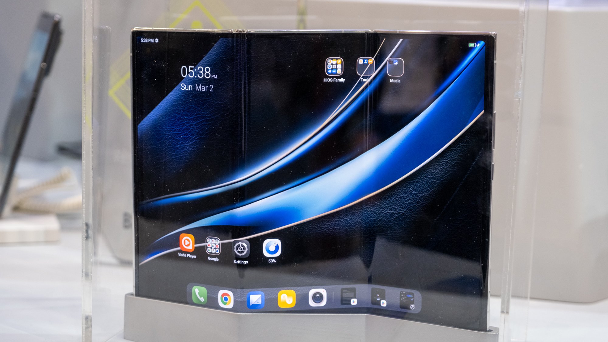 The tri-fold Tecno Phantom Ultimate 2 at MWC 2025. 