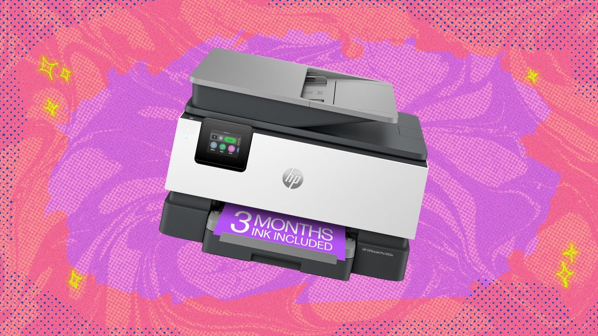 HP printer on gradient background