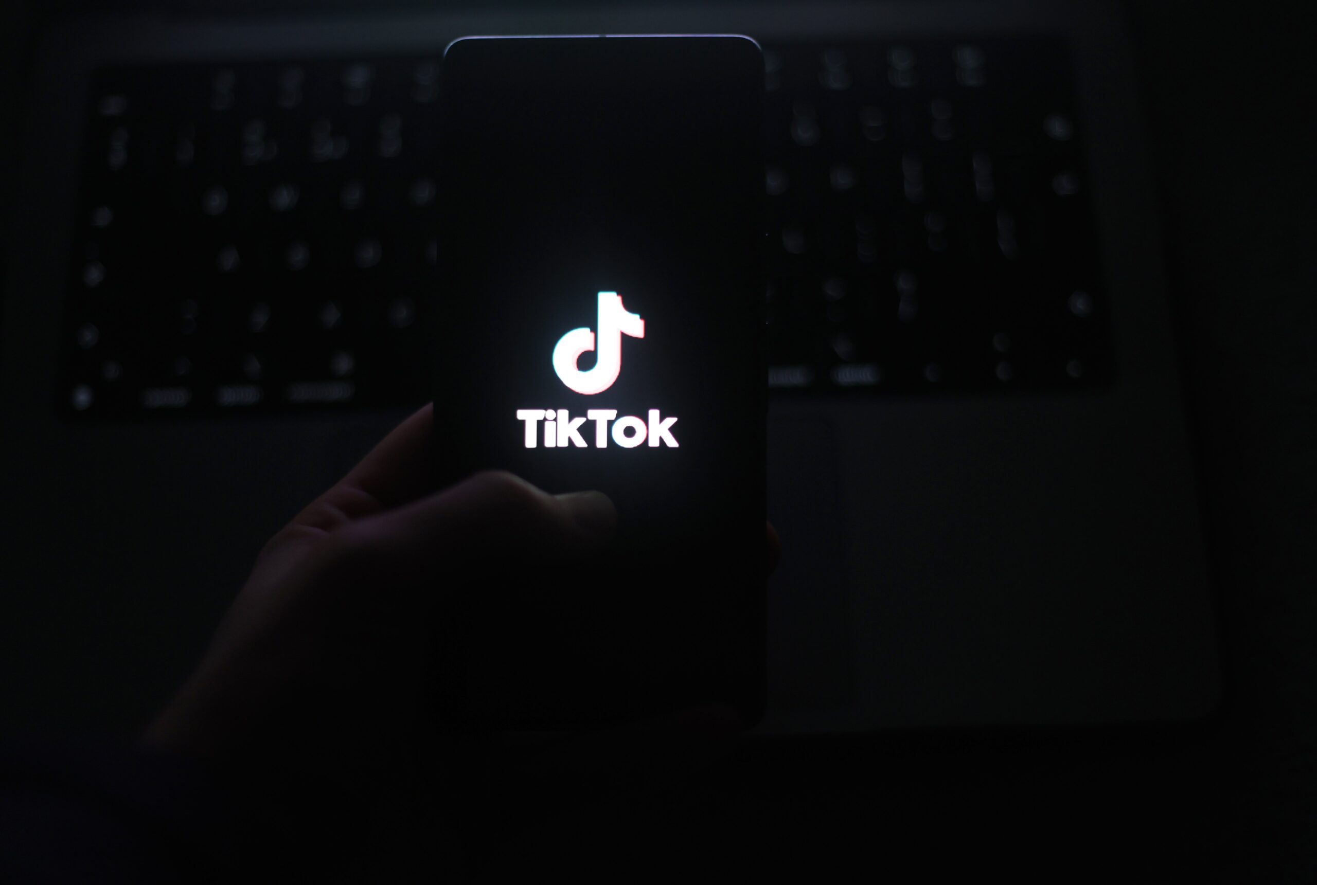 TikTok logo is displayed on a smartphone