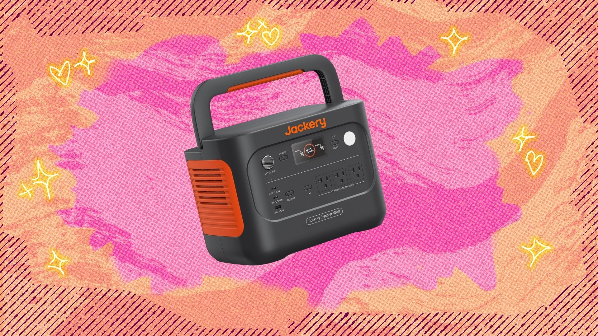 Jackery Explorer 1000 v2 portable power station on gradient background