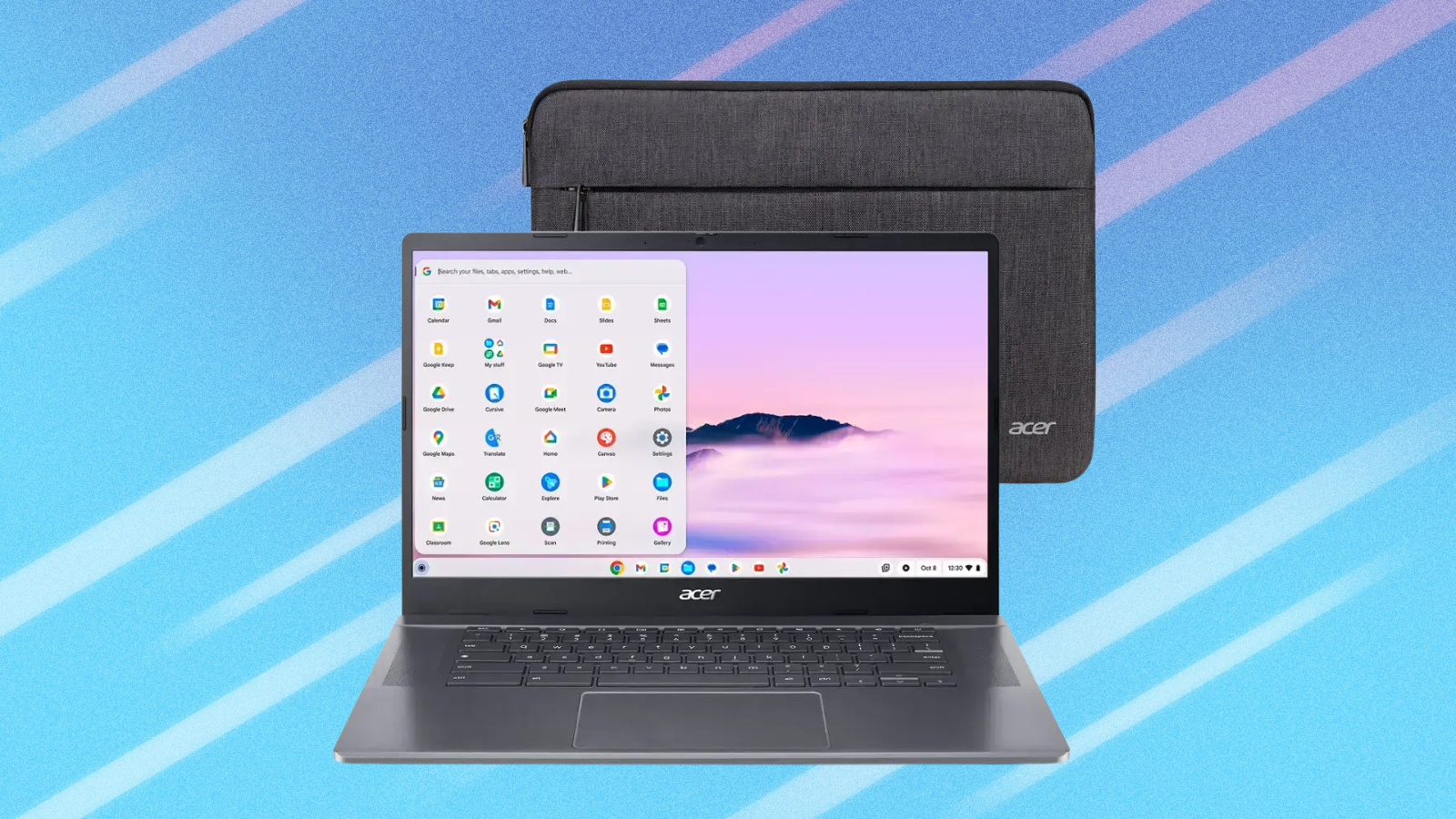 Acer Chromebook Plus 515 on blue abstract background