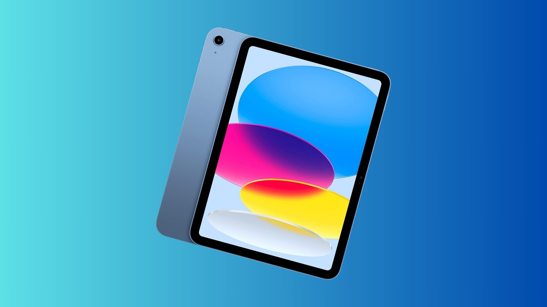 Apple iPad on blue background