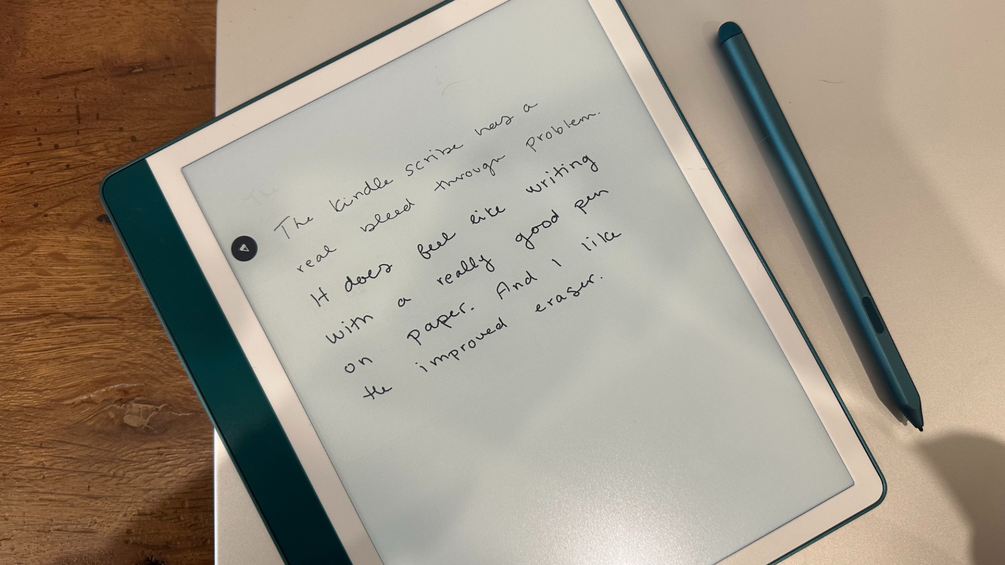 A Kindle Scribe with notes written on it.