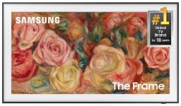 A Samsung Frame TV shows an image of roses.