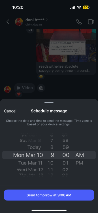 How to schedule a message on Instagram DMs