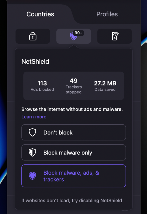 a screenshot of the proton vpn mac app