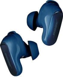 lunar blue bose quietcomfort ultra earbuds against a white background