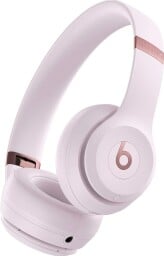 pink beats solo 4 headphones against a white background