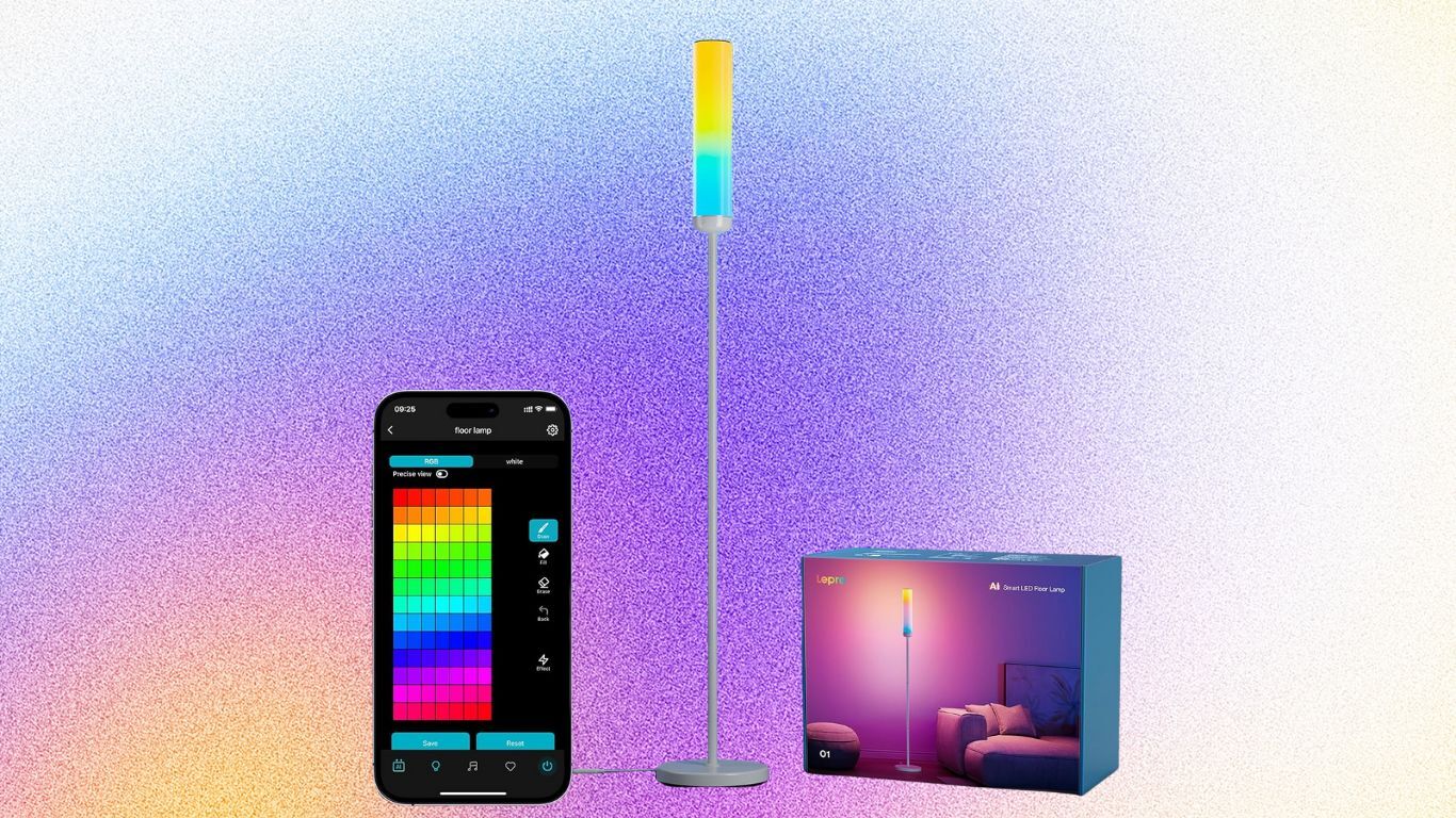 Lepro O1 AI Smart LED Floor Lamp on a gradient background