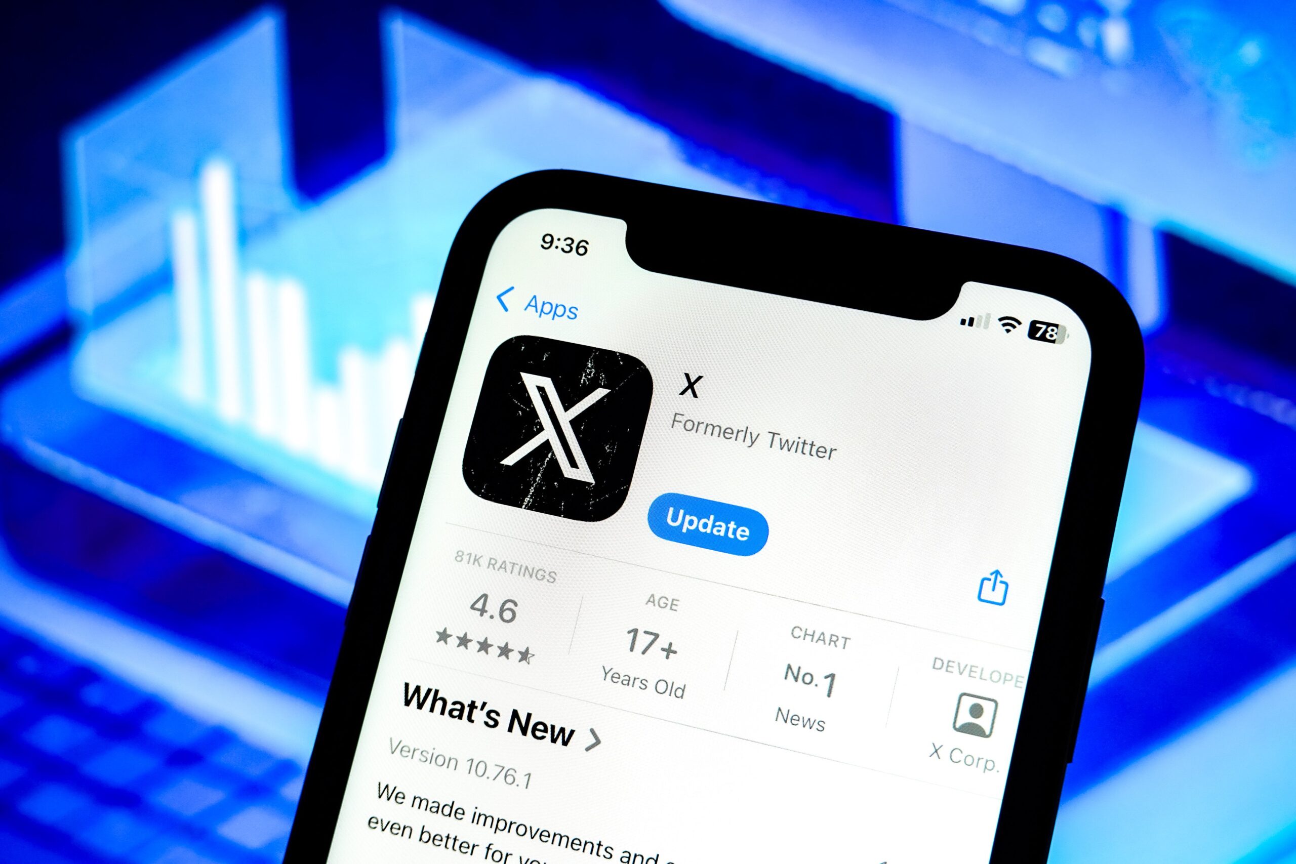 photo illustration of an X (Twitter) app logo displayed in the Apple Store on iphone