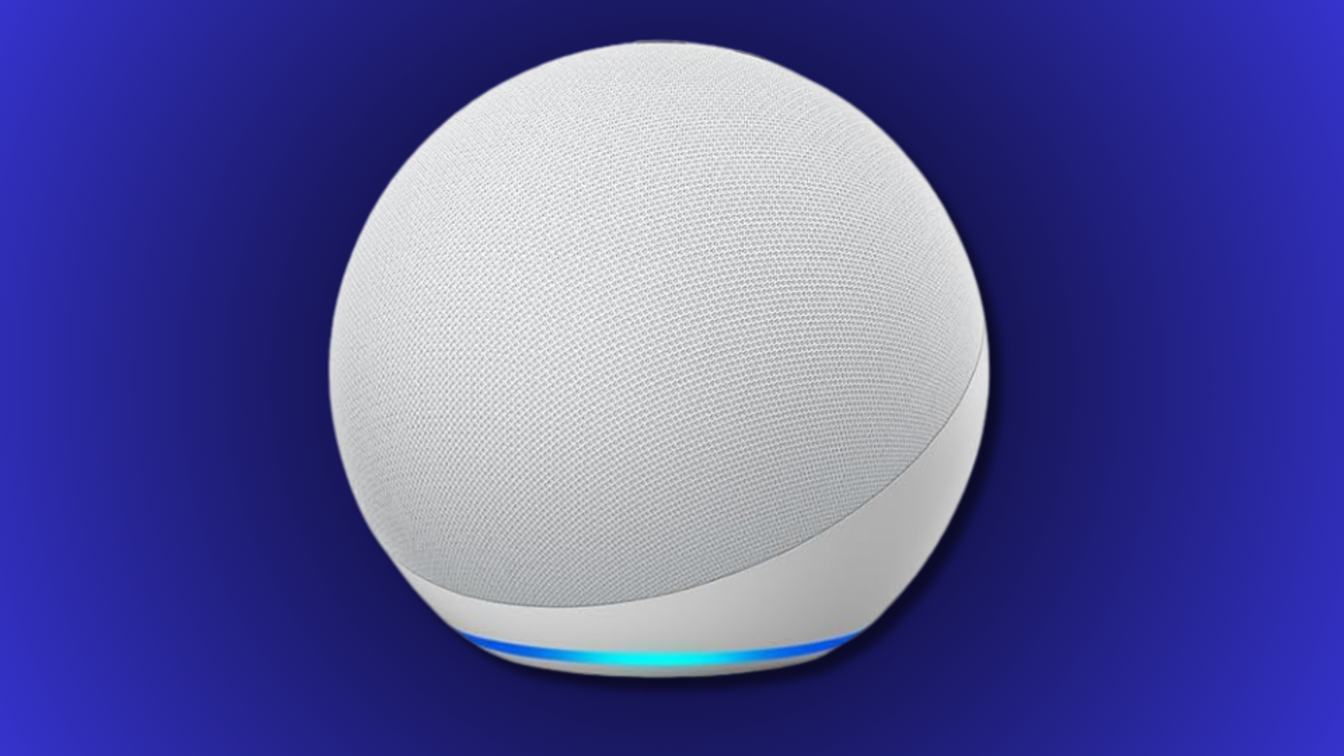 An Amazon Echo device on a colorful background