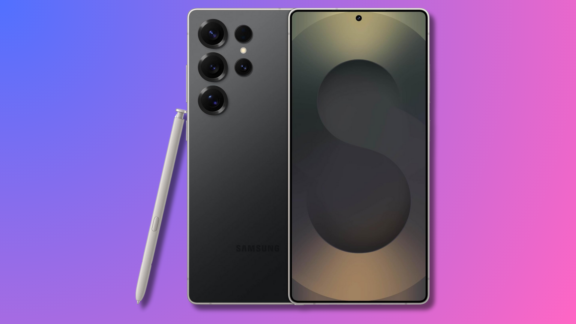 A Samsung Galaxy S25 Ultra phone on a colorful background