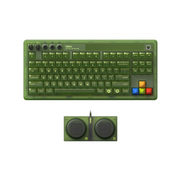 The 8BitDo Retro 87 mechanical keyboard with a translucent green casing and keycaps.