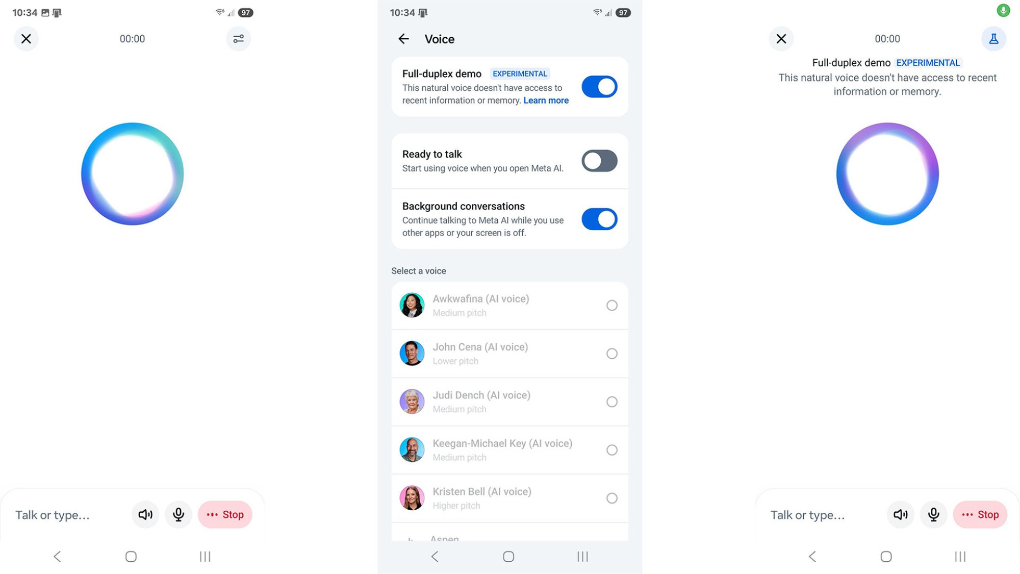 screenshot from meta ai app