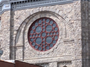 A church window zoomed all the way in in Brooklyn
