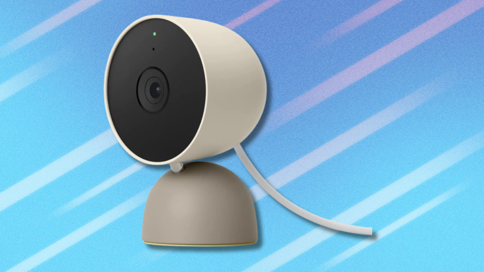 Google Nest Security Cam on light blue abstract background