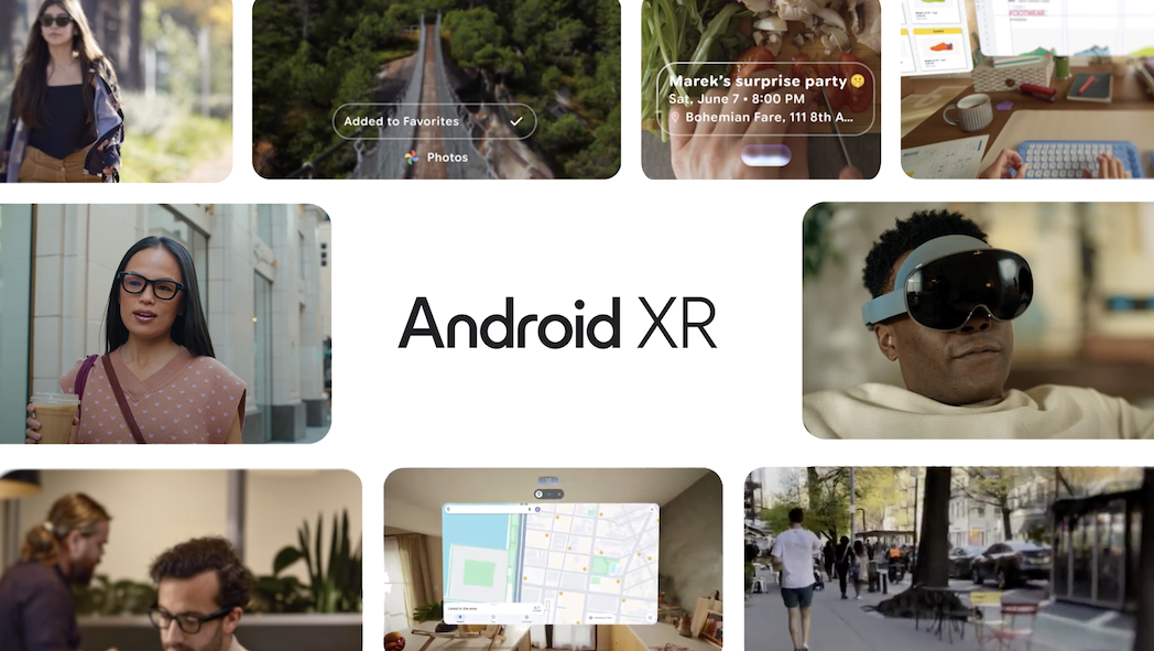 Header image featuring several examples of Android XR in action