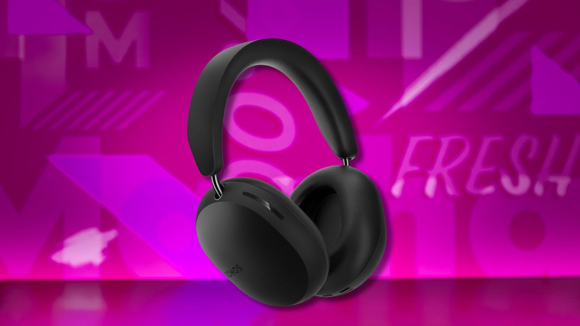 sonos ace headphones against a pink patterned background