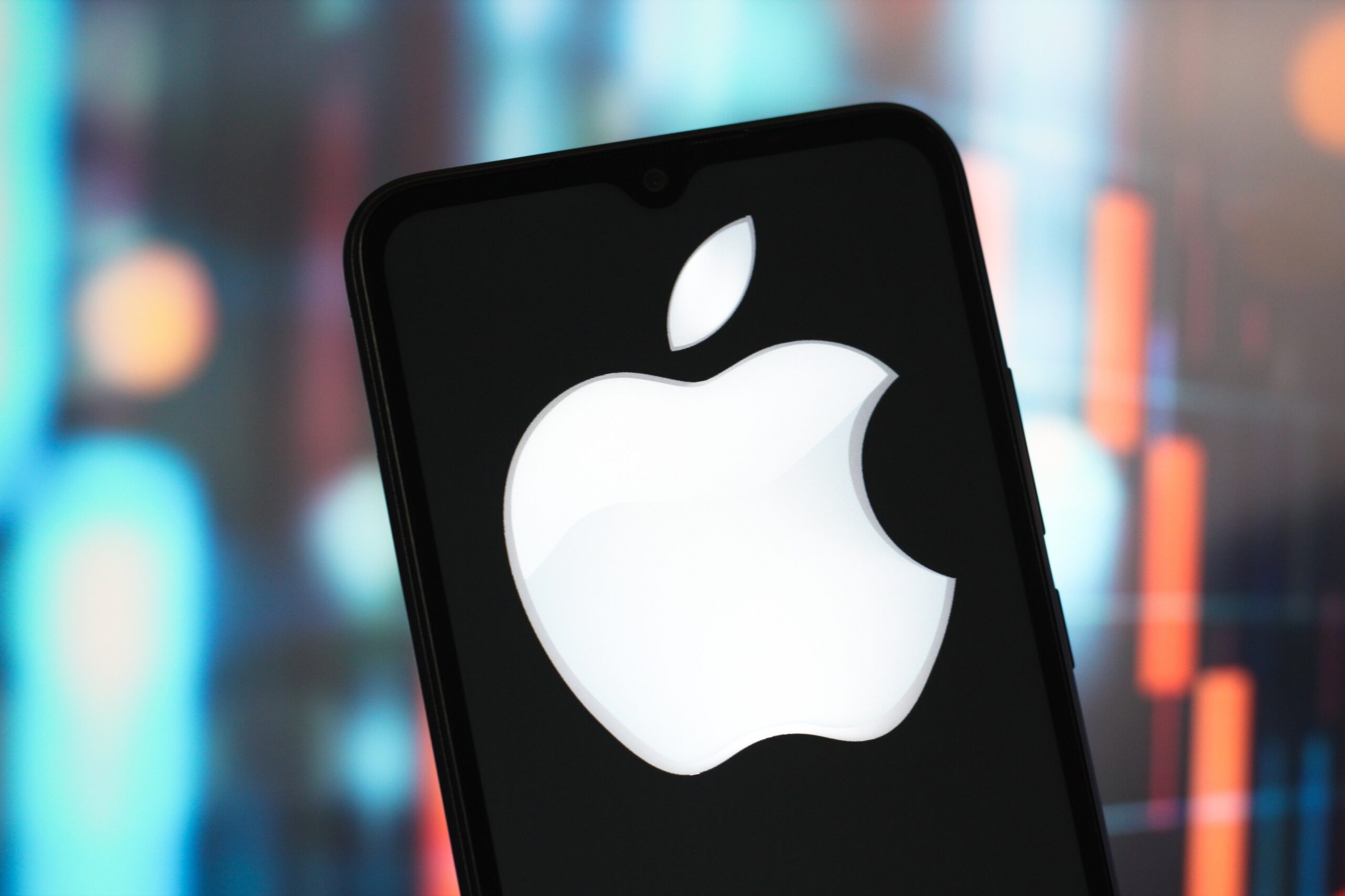 an apple logo on an iphone