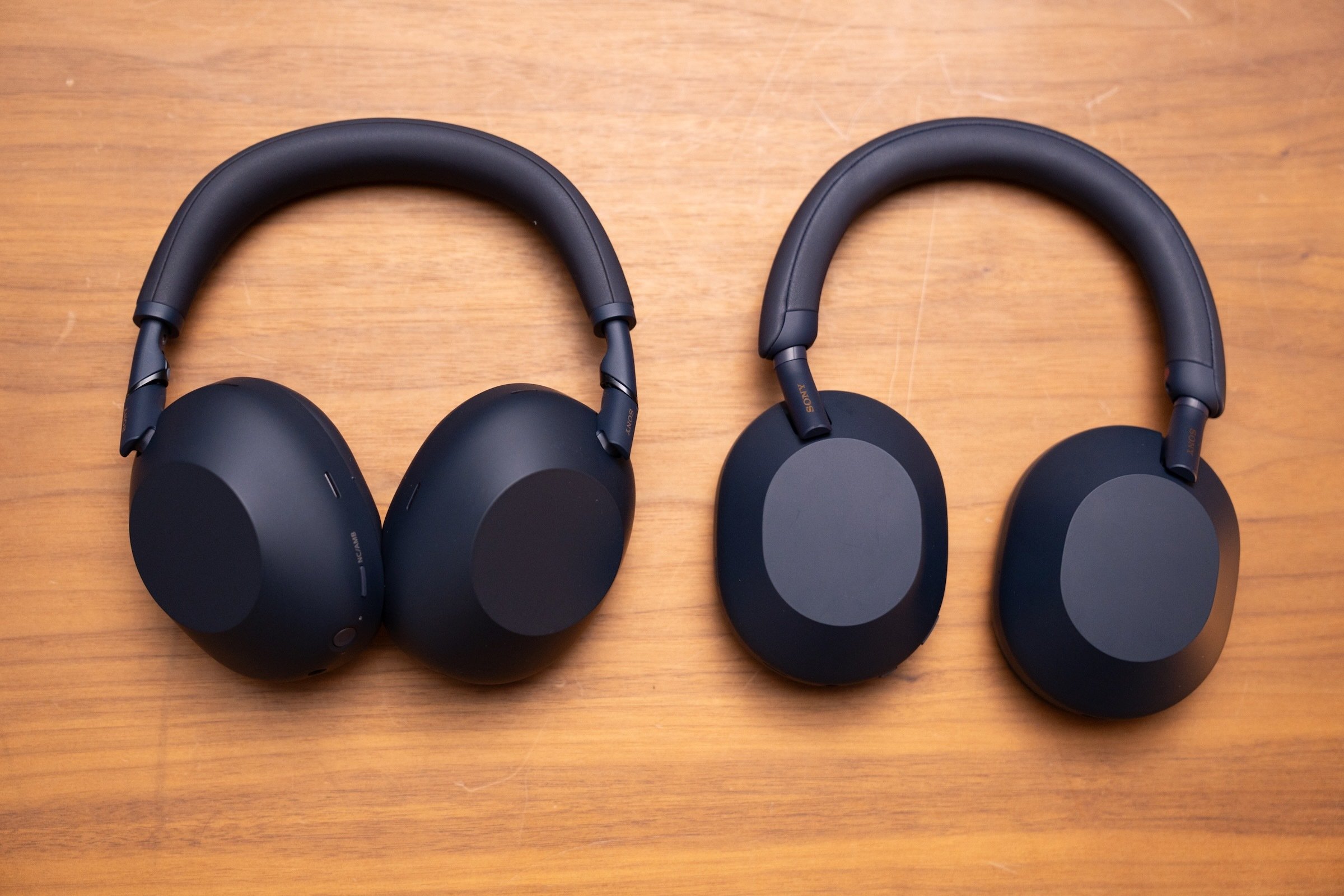 the new sony xm6 headphones next to xm5 headphones