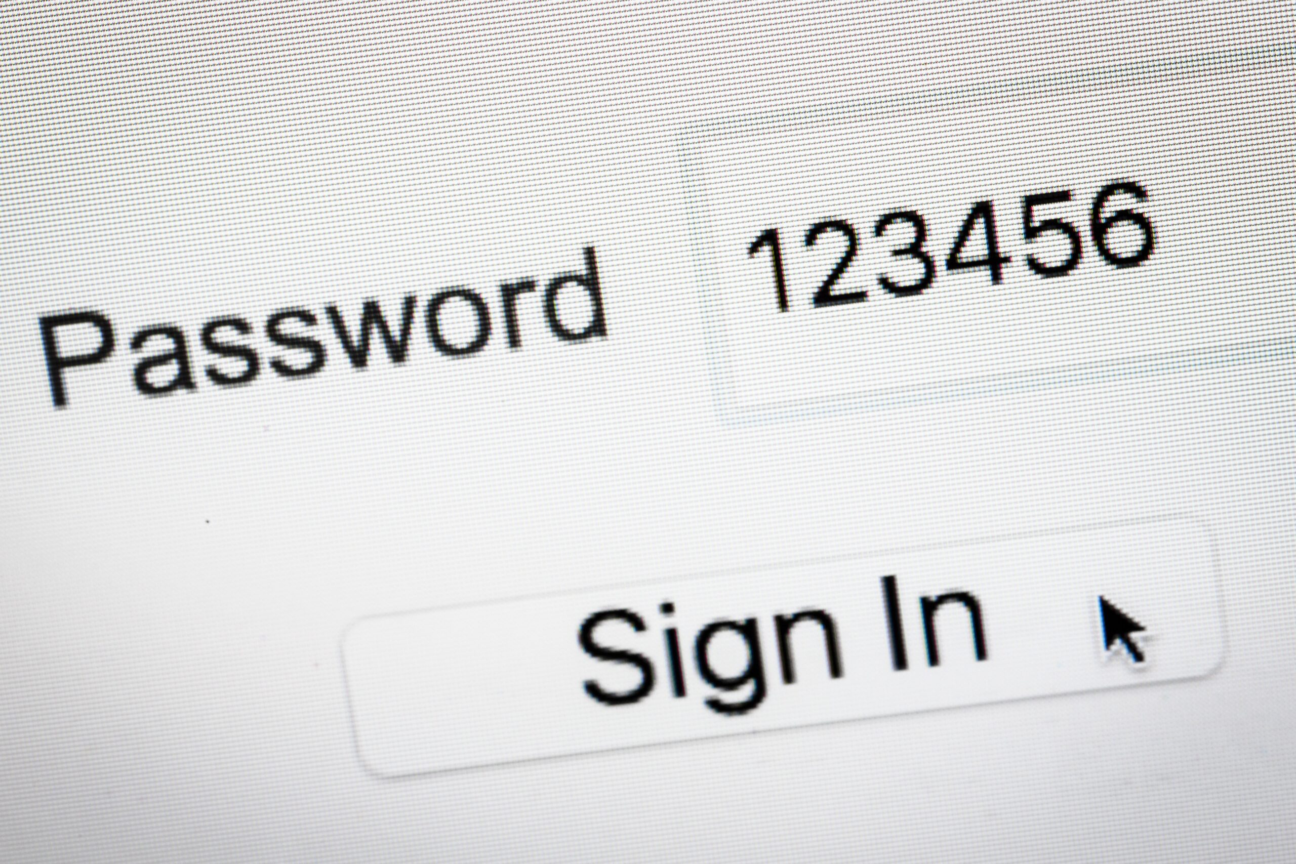 a password screen showing the password 123456