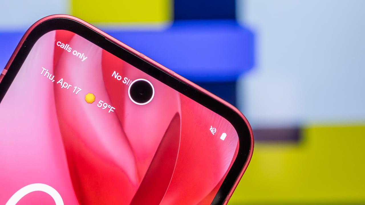 The top half of a Google Pixel 9a smartphone