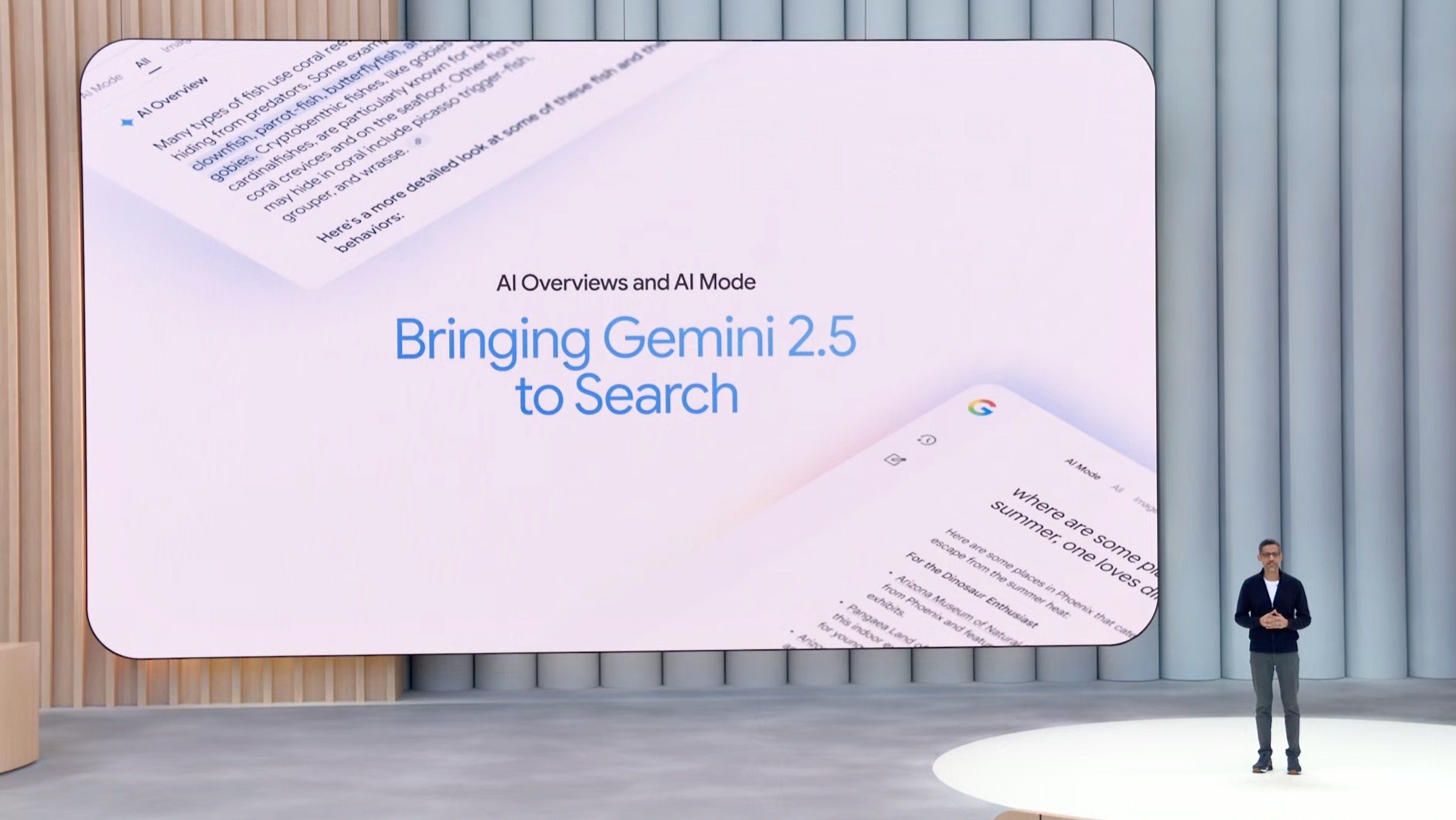 a screenshot from the google io 2025 presentation showing ai mode