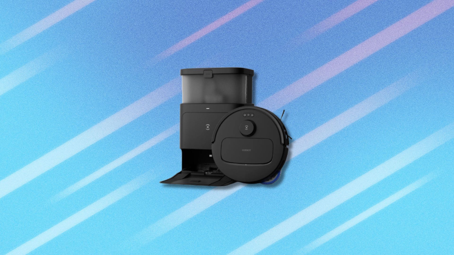 the ecovacs deebot n30 robot vacuum and mop on a blue background