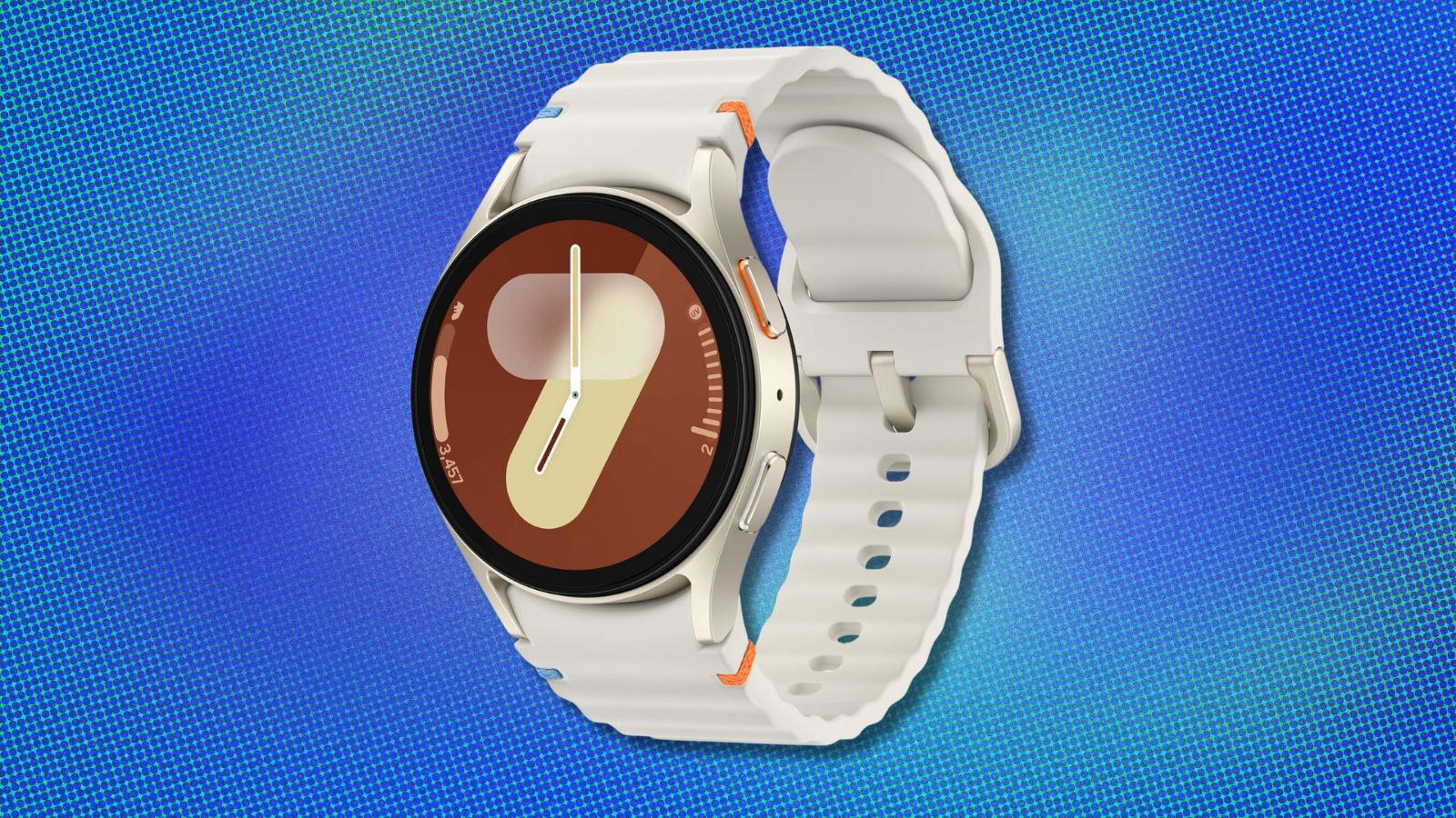 Samsung Galaxy Watch 7 on blue and purple abstract background