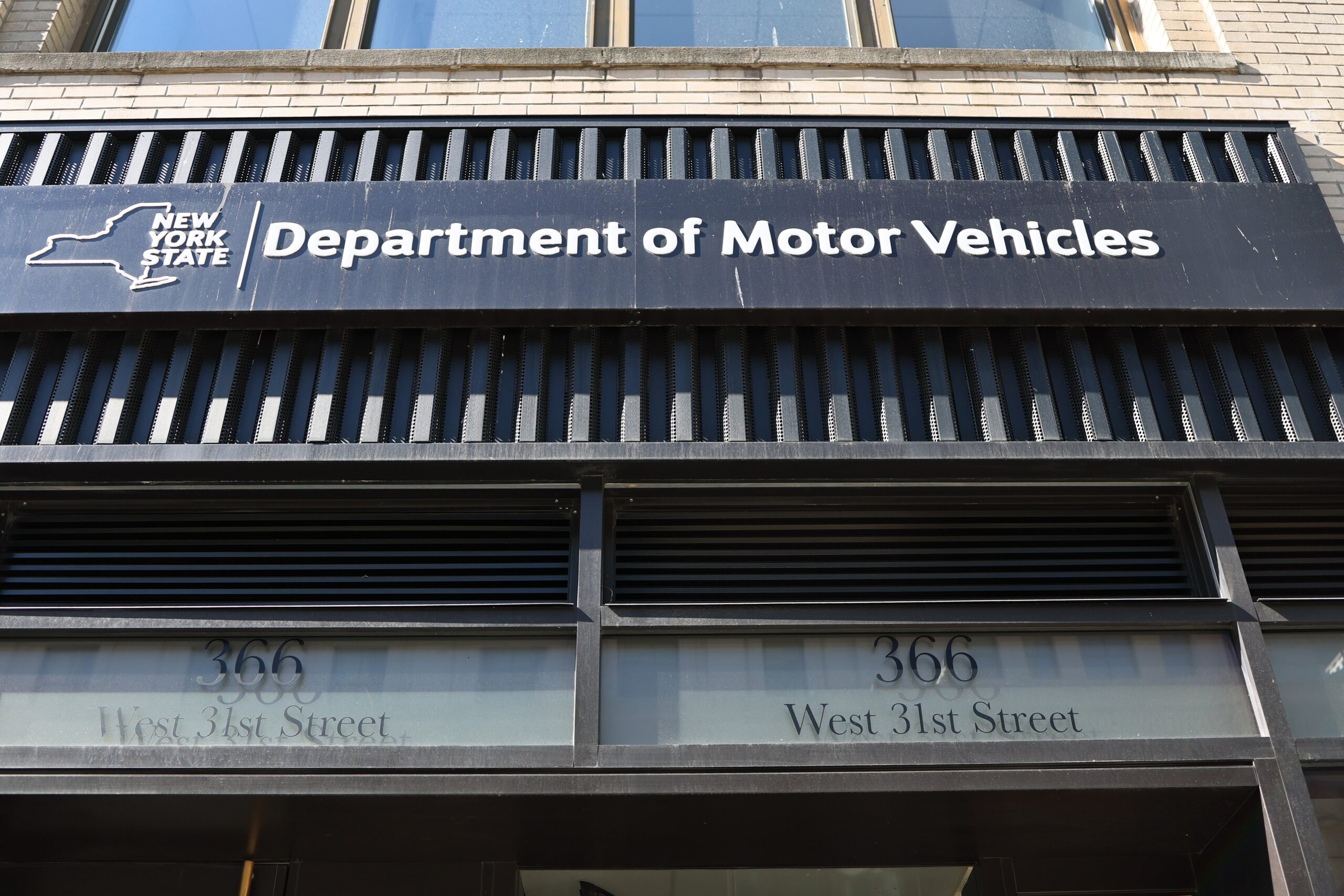 Outside of a New York State DMV office