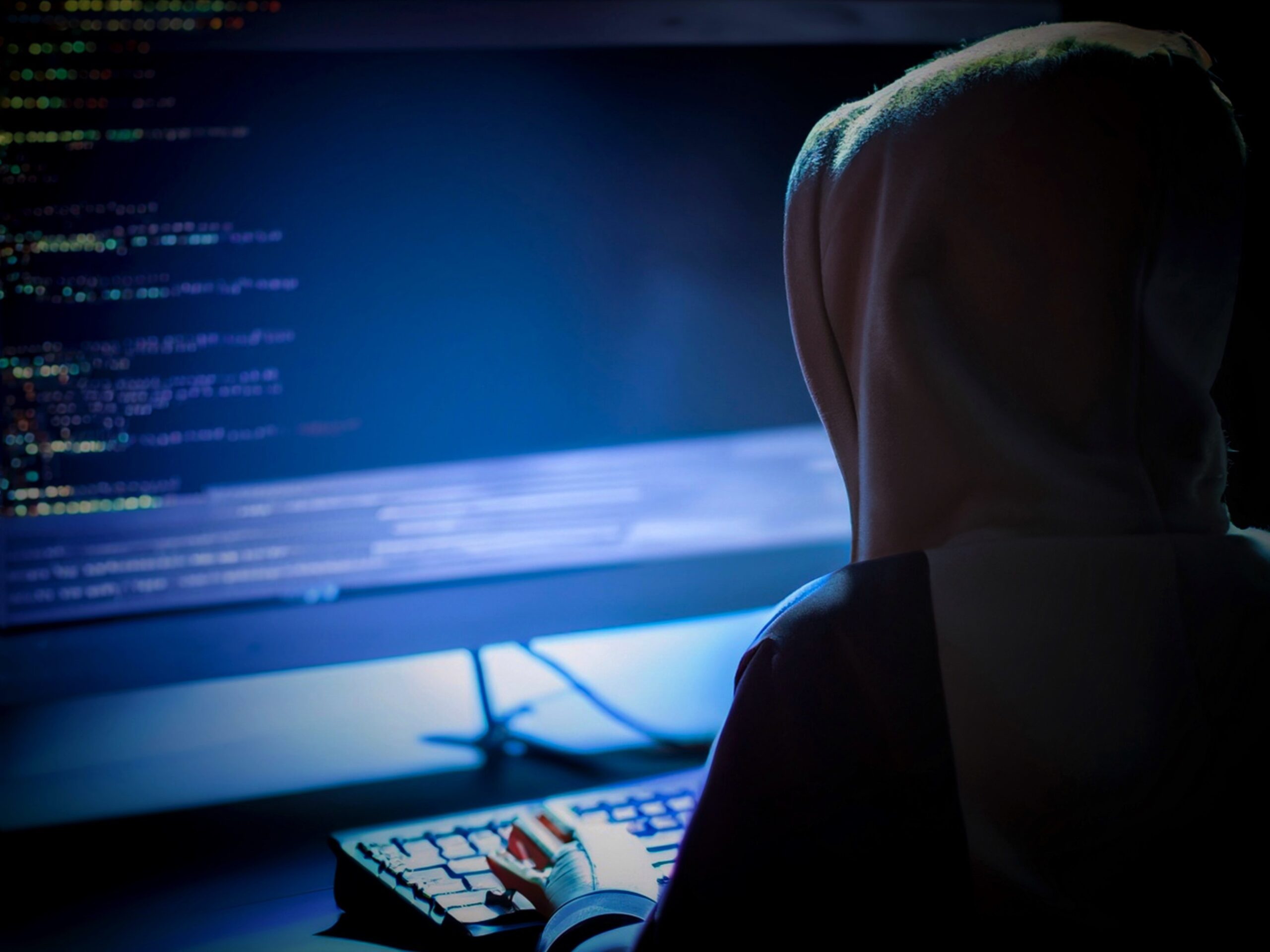 Hacker at computer